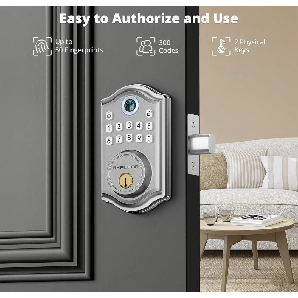 AkaGear DS10 Keyless Entry Door Lock with Door Knob, Fingerprint‎ Door Lock